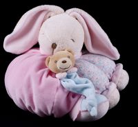 Kaloo Bunny Rabbit w/Bear Pink Cuddly Plush Lovey